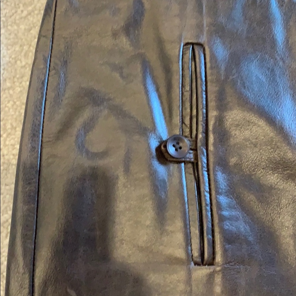 Parallel 100% leather brown pencil skirt - Picture 3 of 8